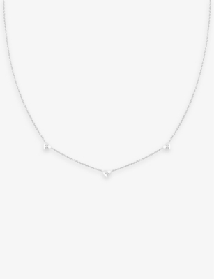 Astrid & Miyu Heart Charm Rhodium-plated Sterling-silver And Cubic Zirconia Necklace In Rhodium