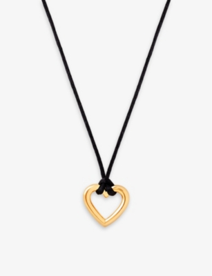 ASTRID & MIYU: Heart 18ct yellow gold-plated sterling-silver and cord pendant necklace