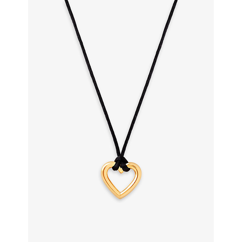Shop Astrid & Miyu Heart 18ct Yellow Gold-plated Sterling-silver And Cord Pendant Necklace In 18ct Gold