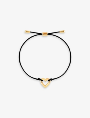 ASTRID & MIYU: Heart 18ct yellow gold-plated sterling-silver and cord bracelet