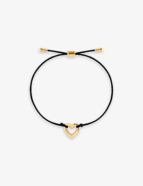 ASTRID & MIYU: Heart 18ct yellow gold-plated sterling-silver and cord bracelet