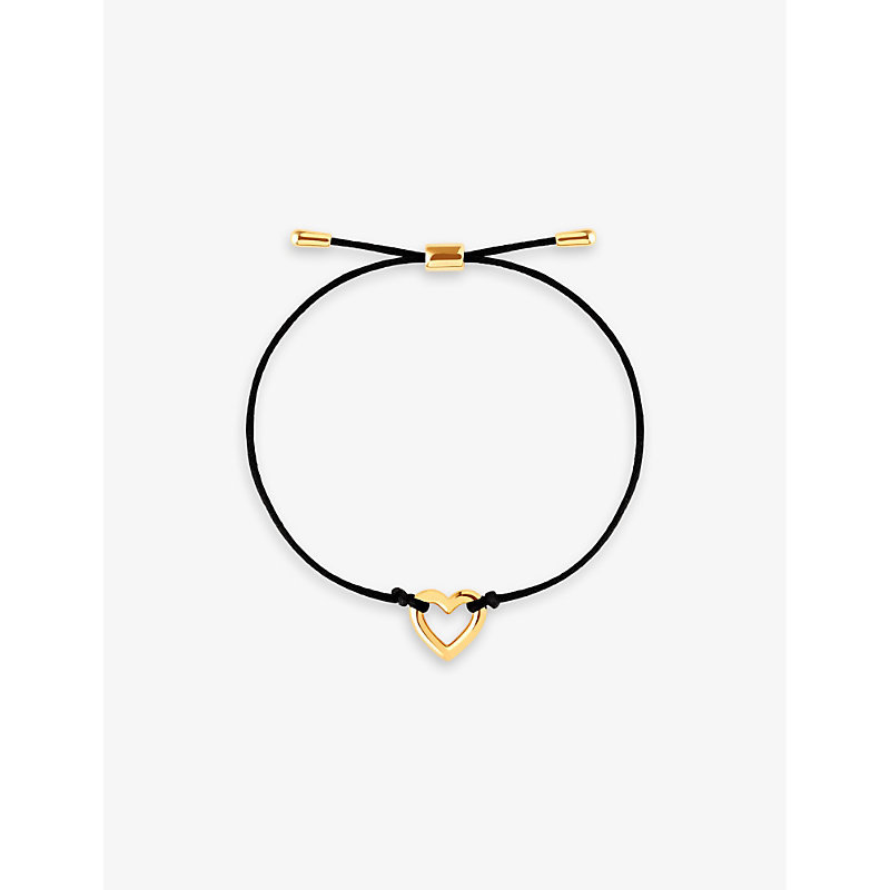 Shop Astrid & Miyu Heart 18ct Yellow Gold-plated Sterling-silver And Cord Bracelet In 18ct Gold