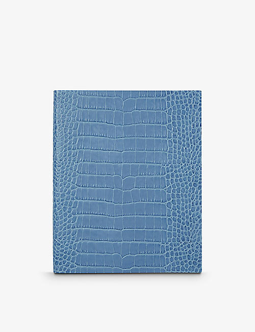 SMYTHSON: Mara Portobello croc-effect leather notebook 26cm x 21cm