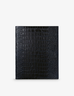 SMYTHSON: Mara Portobello croc-effect leather notebook 21cm x 26cm