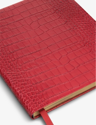SMYTHSON: Mara Portobello croc-effect leather notebook 21cm x 26cm