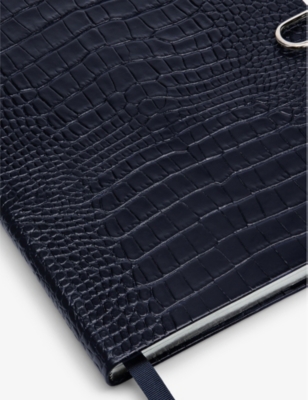 SMYTHSON: Mara Portobello side-closure leather notebook 21cm x 26cm