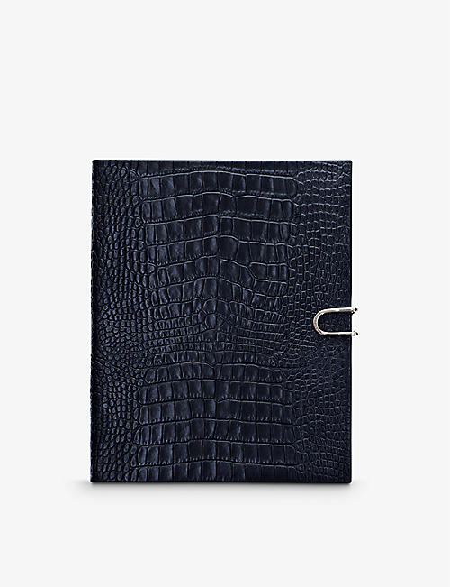 SMYTHSON: Mara Portobello side-closure leather notebook 21cm x 26cm
