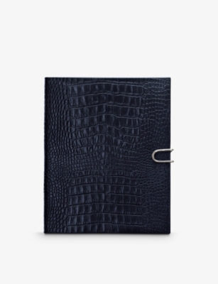 SMYTHSON: Mara Portobello side-closure leather notebook 21cm x 26cm