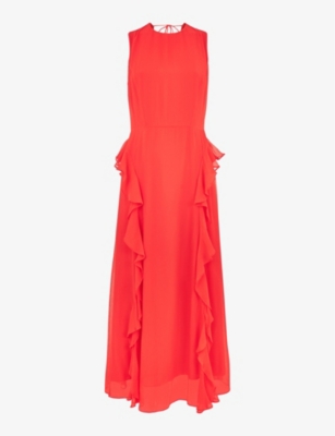 WHISTLES: Nellie frill-trim woven midi dress