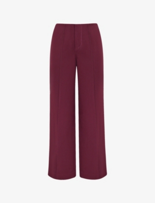 House Of Cb Womens Wine Rivi Pinched-seam Straight-leg Cotton-blend Trousers