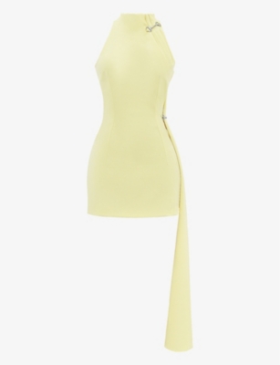 House Of Cb Womens Lemon Marla Halter-neck Stretch-woven Mini Dress