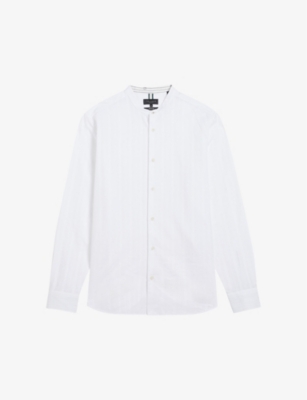 Shop Ted Baker Men's White Fier Textured-stripe Regular-fit Cotton Shirt