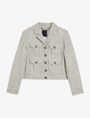 TED BAKER: Osamu notch-lapel cropped cotton-blend jacket