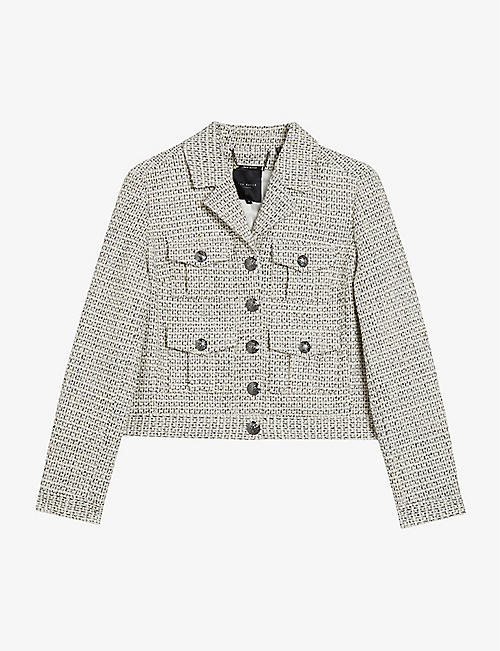 TED BAKER: Osamu notch-lapel cropped cotton-blend jacket