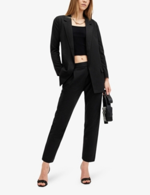 Allsaints Womens Aleida Tri Regular-fit Single-breasted Stretch-woven Blazer Black In Black