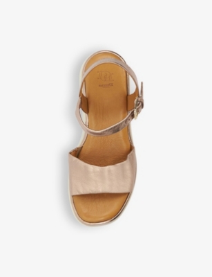 Shop Dune Women's Rose Gold-leather Komodo Wedge-heel Metallic-leather Sandals