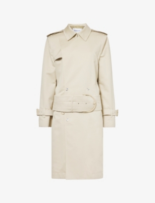 BURBERRY: Double-breasted collar cotton and silk-blend coat
