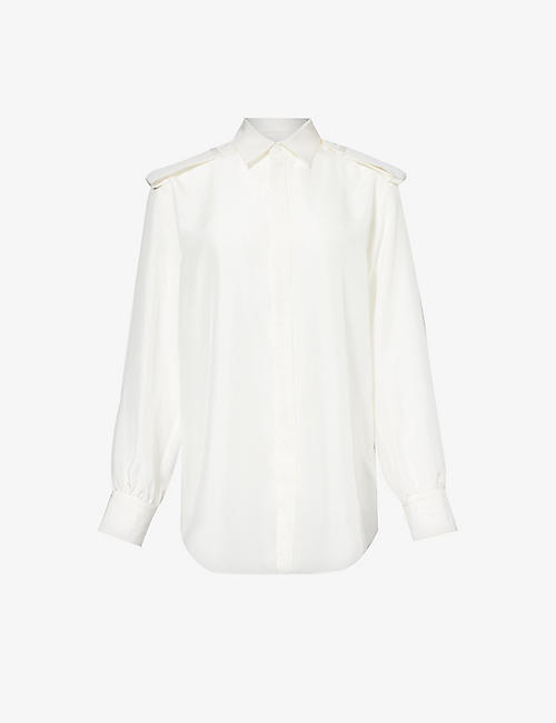 BURBERRY: Epaulette curved-hem regular-fit silk shirt