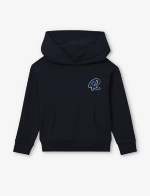Reiss Boys Navy Kids Cade Logo-embroidered Cotton Hoody 3-13 Years
