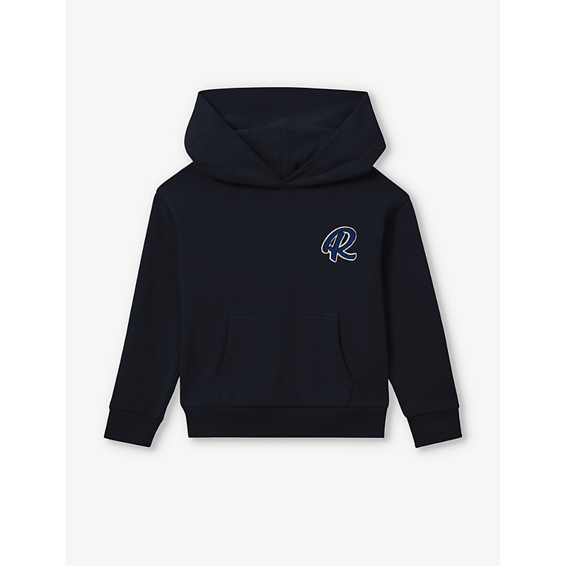 Reiss Boys Navy Kids Cade Logo-embroidered Cotton Hoody 3-13 Years