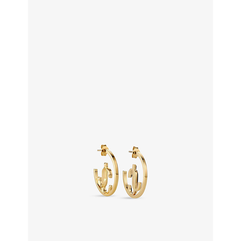 Jimmy Choo Womens Gold Jc-monogrammed Gold Metal Nickel-free Brass Hoop Earrings
