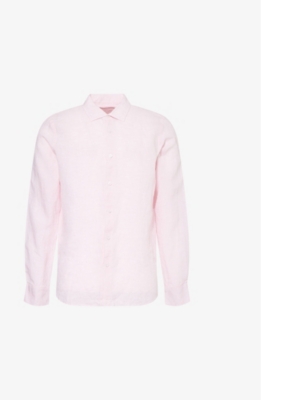 Orlebar Brown Giles Long-sleeve Regular-fit Linen Shirt In Pale Pink/white