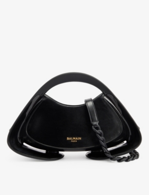 Balmain Noir Jolie Madame Medium Faux-leather Top-handle Bag