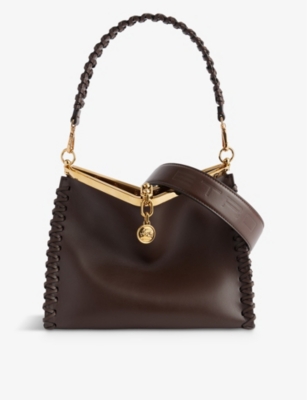 Shop Etro Brown Vela Braided-strap Leather Top-handle Bag