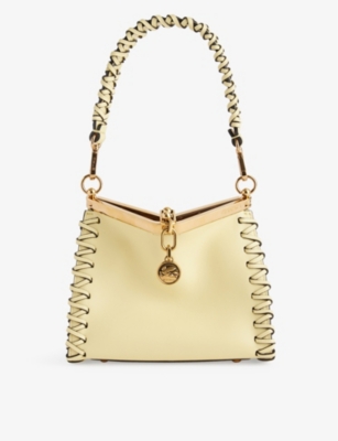 Etro Pale Yellow Vela Braided-strap Leather Top-handle Bag