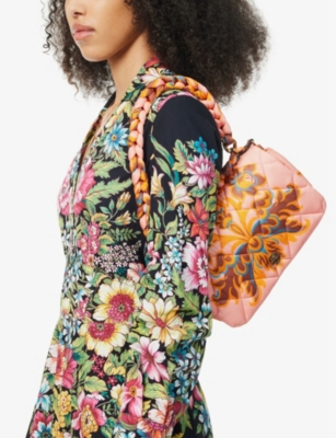 Shop Etro Women's Print On Pink Base Bond Patterned Woven Shoulder Bag
