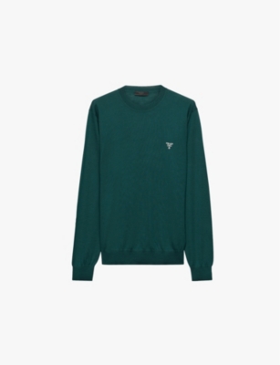 Prada Mens Green Superfine Crewneck Wool Sweatshirt