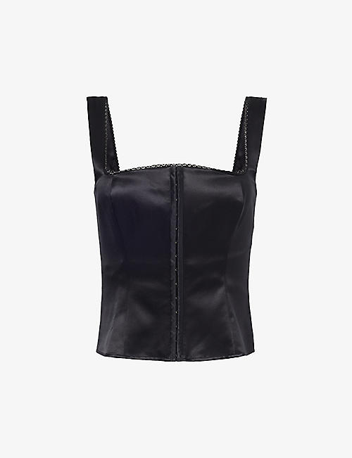 REFORMATION: Tagliatelle corset-style silk top
