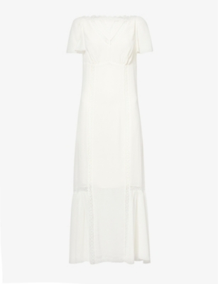 Shop Reformation Women's White Domini Puffed-shoulder Crepe Maxi Dress