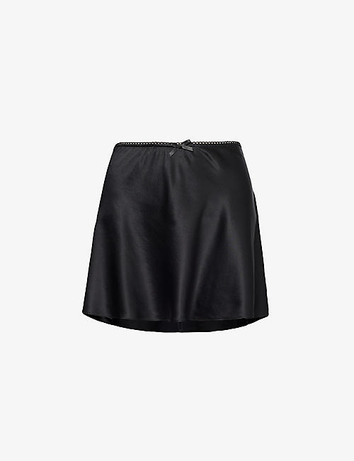 REFORMATION: Edda high-rise silk mini skirt