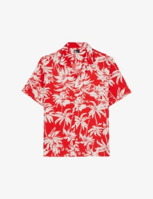 The Kooples Graphic-print Relaxed-fit Woven Shirt In Red / White