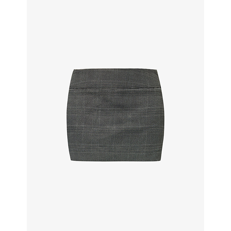 Reformation Womens Grey Vintage Trussardi Nara Checked Woven Mini Skirt In Gray