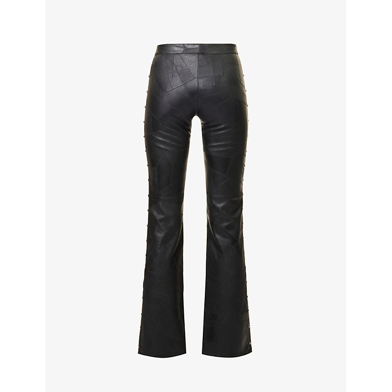Shop Reformation Womens Black Vintage Sooki Slim-fit Faux-leather Trousers