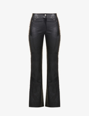 Shop Reformation Womens Black Vintage Sooki Slim-fit Faux-leather Trousers