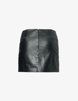 Shop Reformation Women's Black Vintage Bcbgmaxazria Slim-fit Leather Mini Skirt