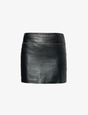 Shop Reformation Women's Black Vintage Bcbgmaxazria Slim-fit Leather Mini Skirt