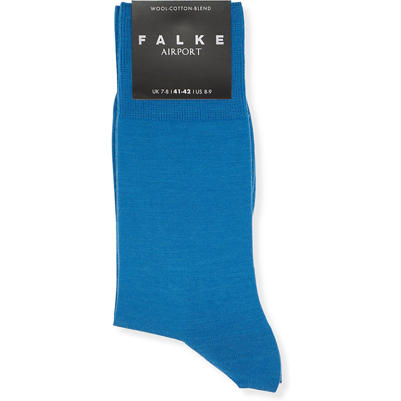 Shop Falke Men's Nautical Airport Logo-print Stretch-wool Blend Socks