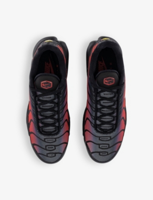 Shop Nike Mens University Red Black Air Max Plus Brand-embroidered Woven Low-top Trainers