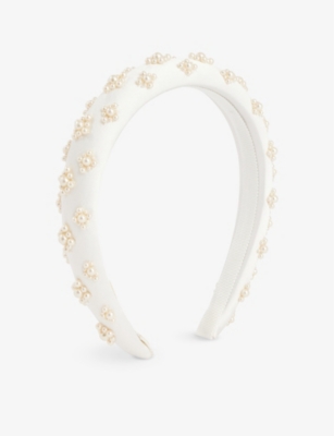 JENNIFER BEHR: Margot pearl-embellished silk headband