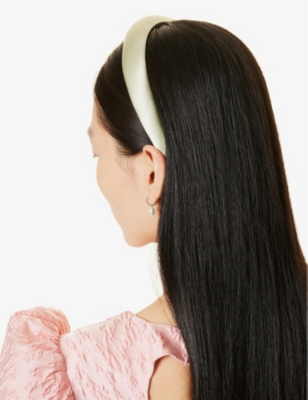 Shop Jennifer Behr Womens Pistachio Tori Brand-patch Silk Headband