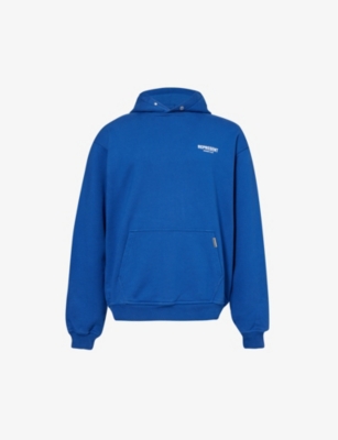 Shop Represent Men's Cobalt Blue Owners Club Brand-print Cotton-jersey Hoody