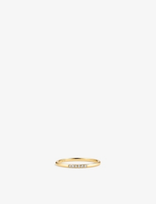 Shop Mejuri Womens Gold Line 14ct Yellow-gold And 0.05ct Diamond Ring