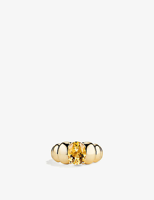 MEJURI: Puffy Charlotte 14ct yellow-gold and champagne quartz ring