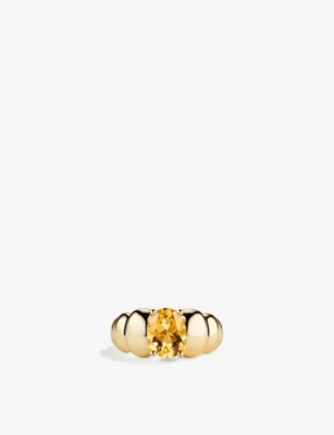 Shop Mejuri Women's Gold Puffy Charlotte 14ct Yellow-gold And Champagne Quartz Ring