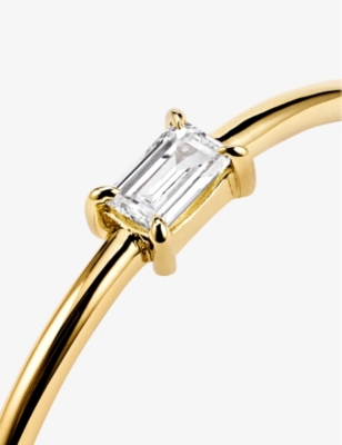 Shop Mejuri Baguette 14ct Yellow-gold And 0.01ct Diamond Stacker Ring