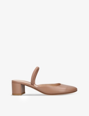 Gianvito Rossi Leather Tivoli Mules 55 In Beige